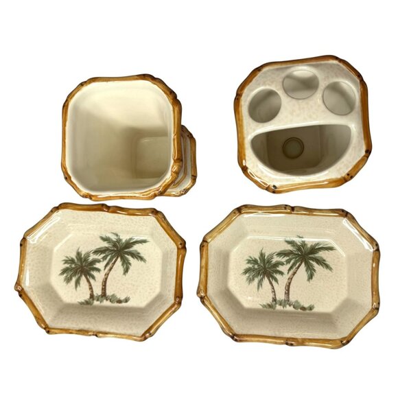 Springmaid Palm Breeze Ceramic Bathroom Accessory Set - Picture 8 of 8